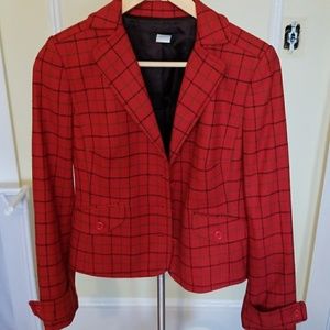 J. Crew Red Plaid Short Coat Sz XS